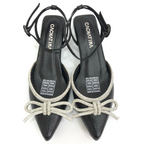 FADRID - CALZADO CACHATINA - ESTILETO MUJER - CUERO NEGRO X PLATEADO - TACON 3.5 (5.5 CM)