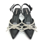 FADRID - CALZADO CACHATINA - ESTILETO MUJER - CUERO NEGRO X PLATEADO - TACON 3.5 (5.5 CM)