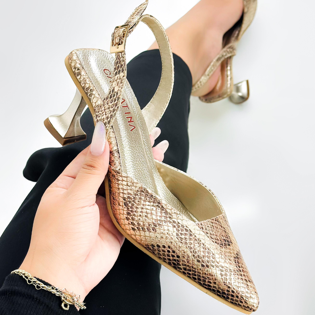 GISELA - CALZADO CACHATINA - ESTILETO MUJER - CUERO DARBY SNAKE - TACON 5.5 (8 CM)
