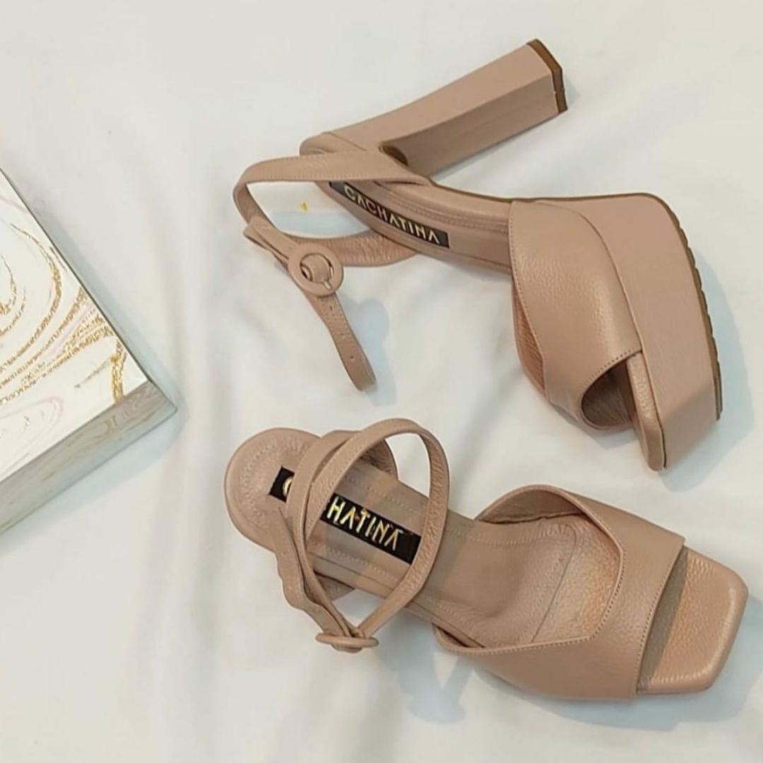 TACÒN - GRECIA - 12 CM - CUERO TAUPE - CALZADO CACHATINA