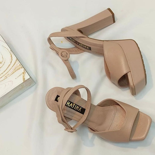 TACÒN - GRECIA - 12 CM - CUERO TAUPE - CALZADO CACHATINA