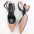 IDRIS - CALZADO CACHATINA - ESTILETO MUJER - CUERO TAUPE X NEGRO - TACON 3.5 (5.5 CM)