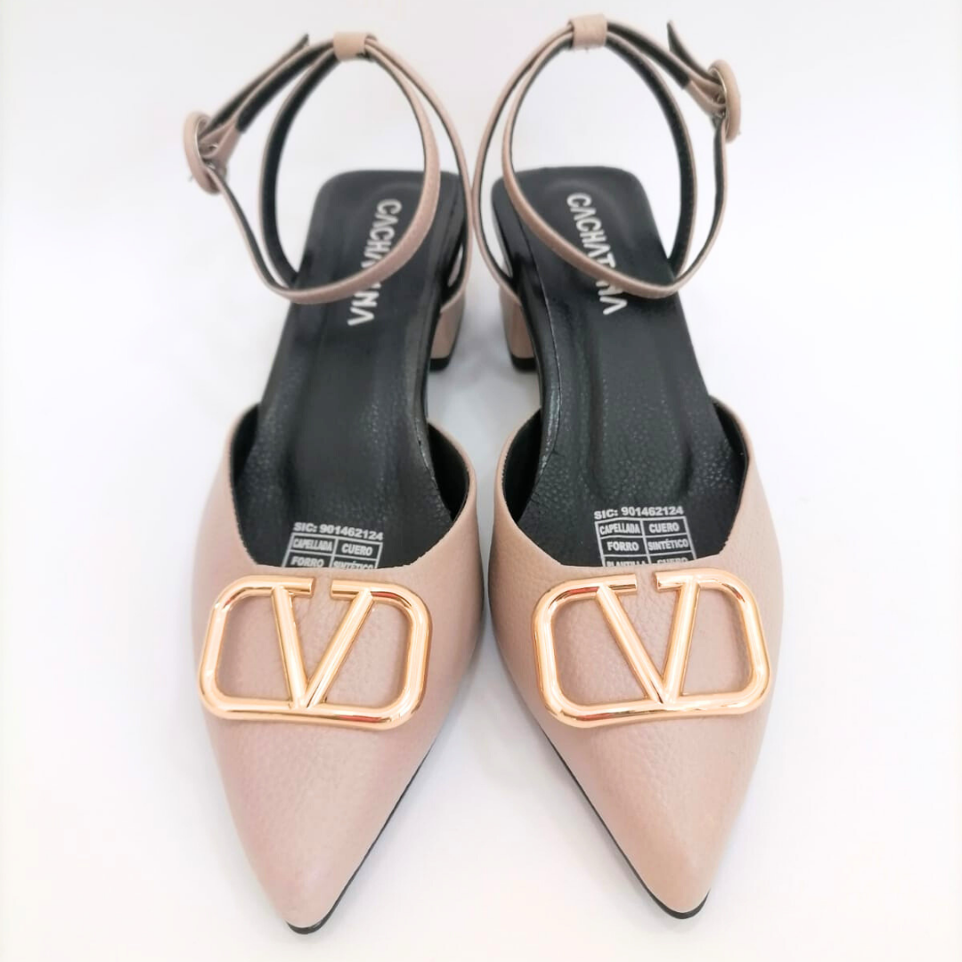 IDRIS - CALZADO CACHATINA - ESTILETO MUJER - CUERO TAUPE X NEGRO - TACON 3.5 (5.5 CM)