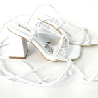 CALZADO CACHATINA - TACON MUJER - JANNA - CUERO BLANCO - ALTURA 7.5 (10 CM)