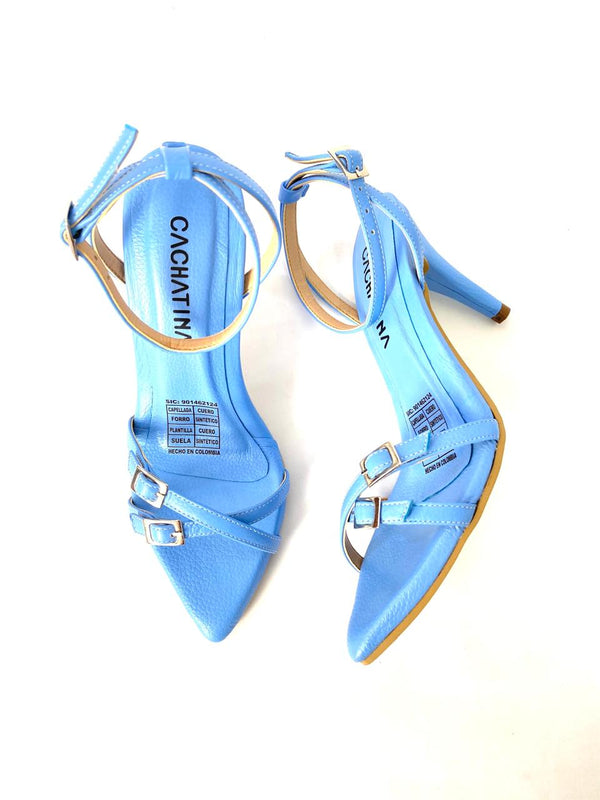 TACÒN - JANSET - 7.5 - CUERO AZUL CIELO- CALZADO CACHATINA