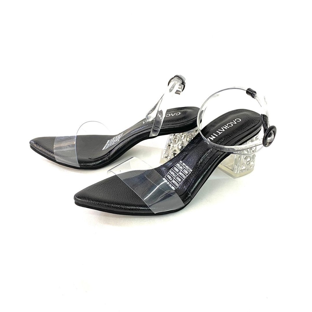 CALZADO CACHATINA - TACON MUJER - JASIRA - CUERO NEGRO - ALTURA 5.5 (7 CM)