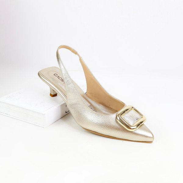 JINLAN - CALZADO CACHATINA - ESTILETO MUJER - CUERO DORADO - TACON 3.5 (5 CM)