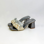 CALZADO CACHATINA - TACON MUJER - JUNJEY - CUERO GRIS PLOMO - ALTURA 5.5 (7.5 CM)