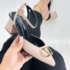 KALANDY - CALZADO CACHATINA - ESTILETO MUJER - CUERO TAUPE X NEGRO - TACON 5.5 (7.5 CM)