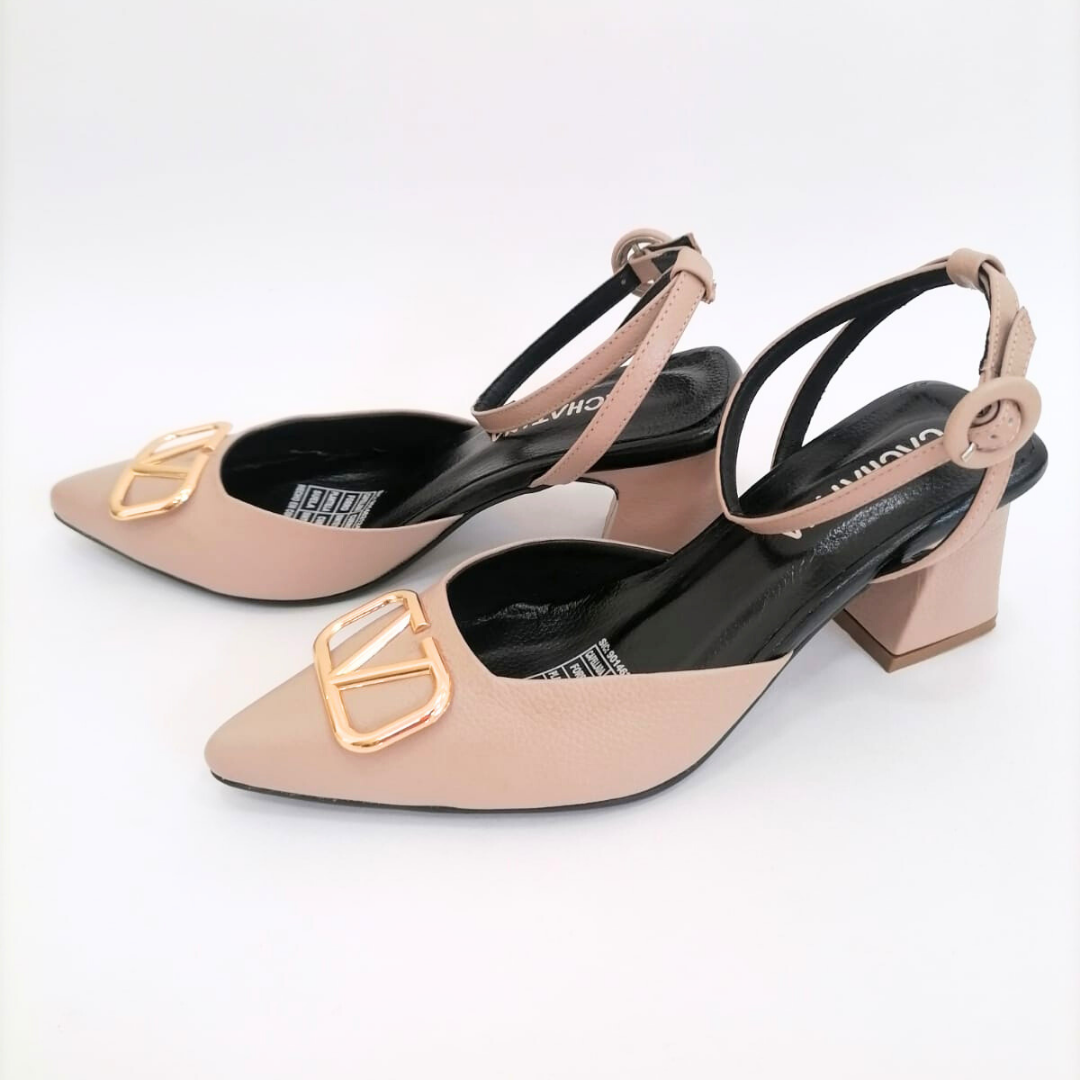 KALANDY - CALZADO CACHATINA - ESTILETO MUJER - CUERO TAUPE X NEGRO - TACON 5.5 (7.5 CM)