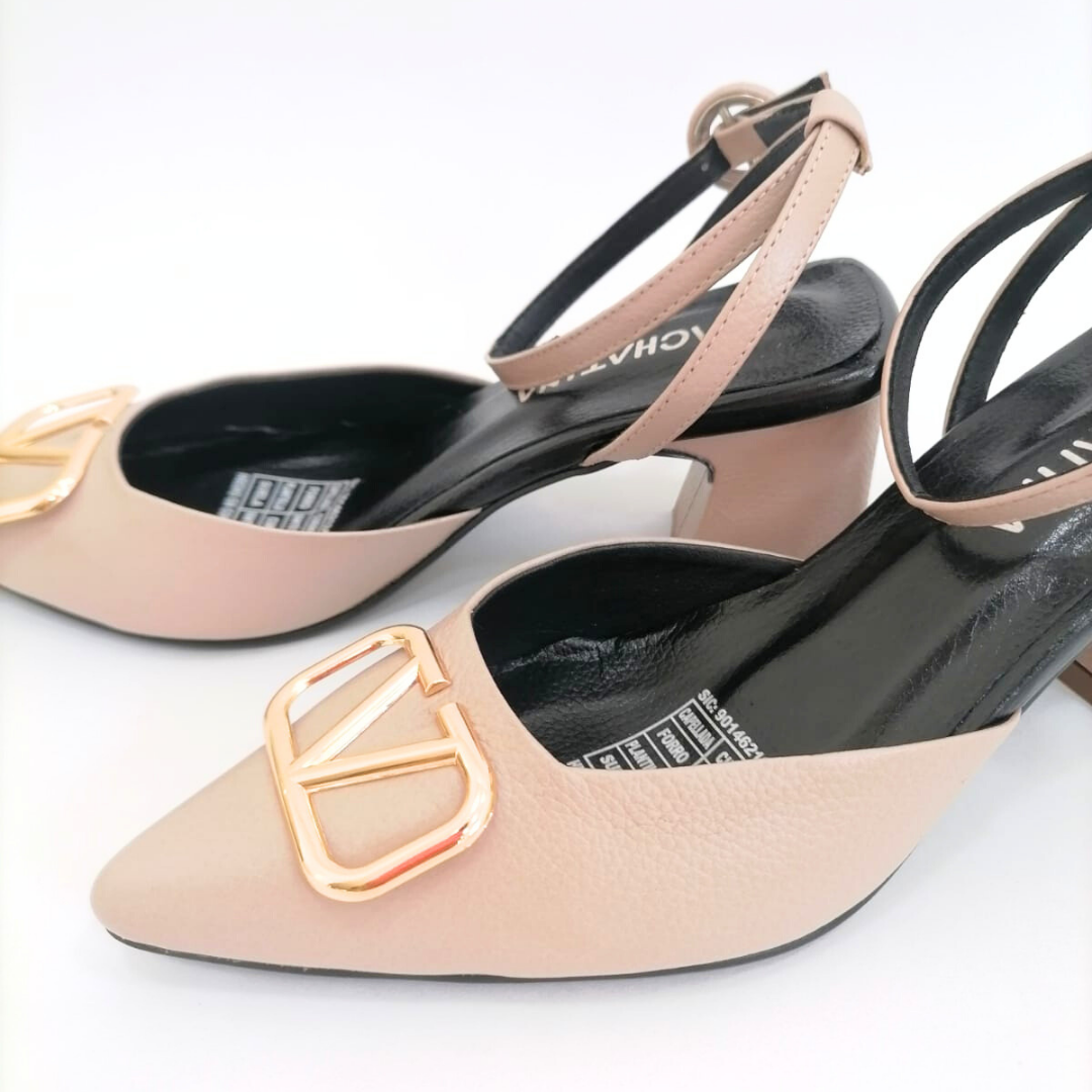 KALANDY - CALZADO CACHATINA - ESTILETO MUJER - CUERO TAUPE X NEGRO - TACON 5.5 (7.5 CM)