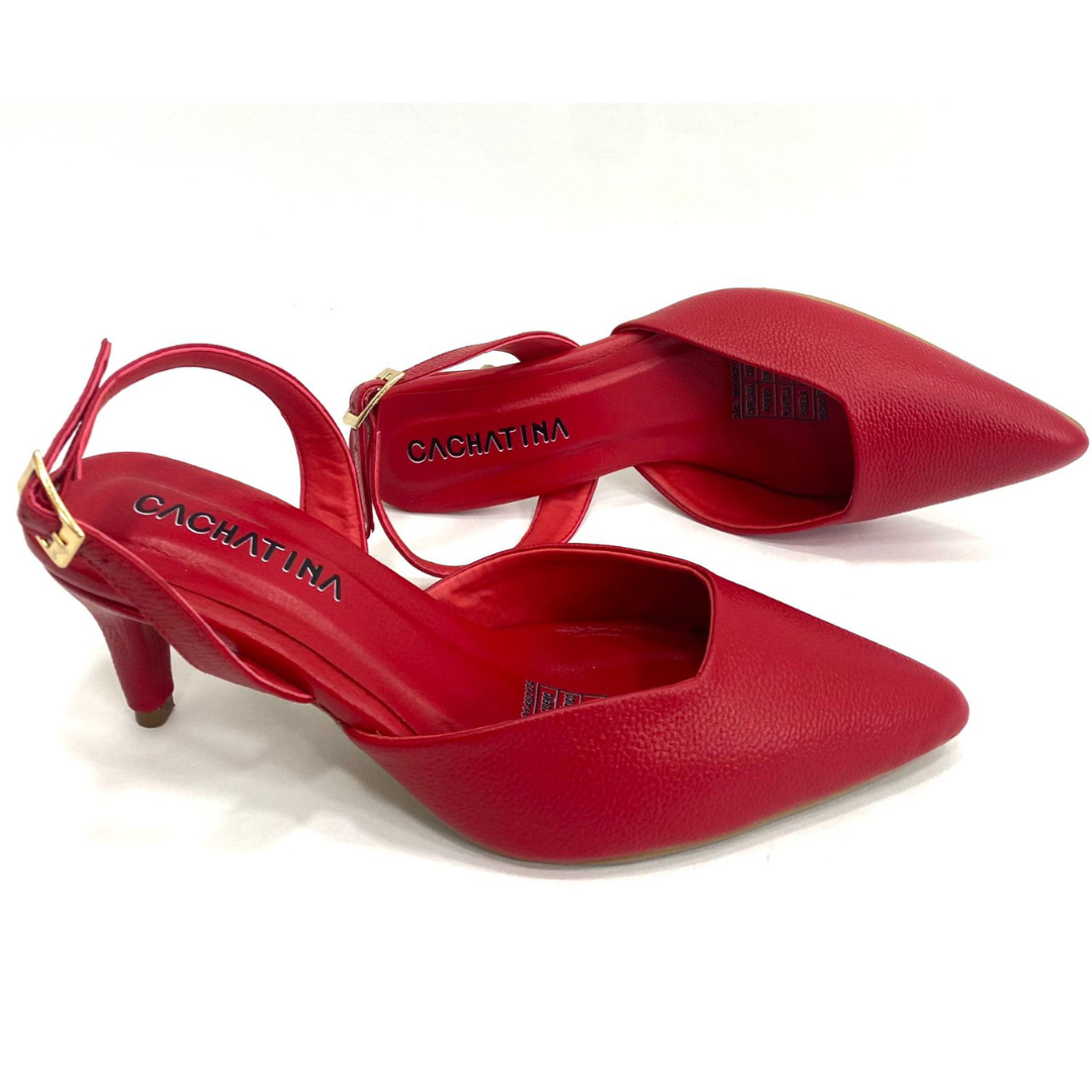 KAPRIN - CALZADO CACHATINA - ESTILETO MUJER - CUERO ROJO - TACON 5.5 (8 CM)