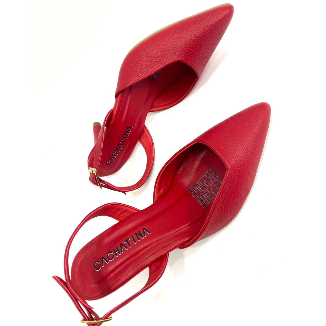 KAPRIN - CALZADO CACHATINA - ESTILETO MUJER - CUERO ROJO - TACON 5.5 (8 CM)