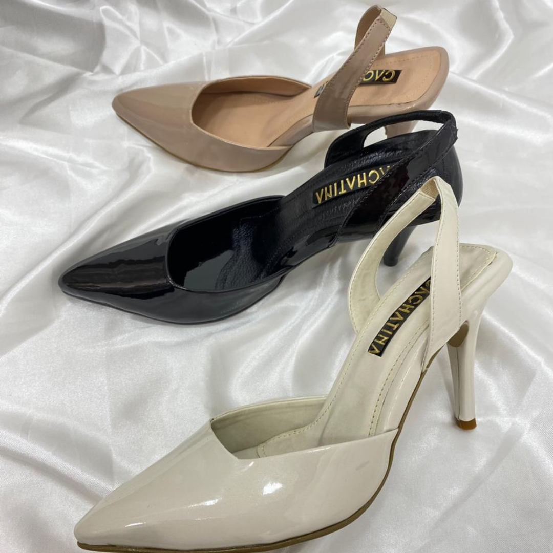 KAPRINA - CALZADO CACHATINA - ESTILETO MUJER - CUERO CHAROL TAUPE - TACON 7.5 (10 CM)