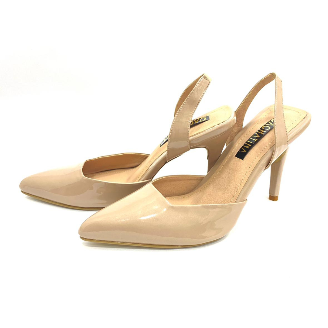 KAPRINA - CALZADO CACHATINA - ESTILETO MUJER - CUERO CHAROL TAUPE - TACON 7.5 (10 CM)