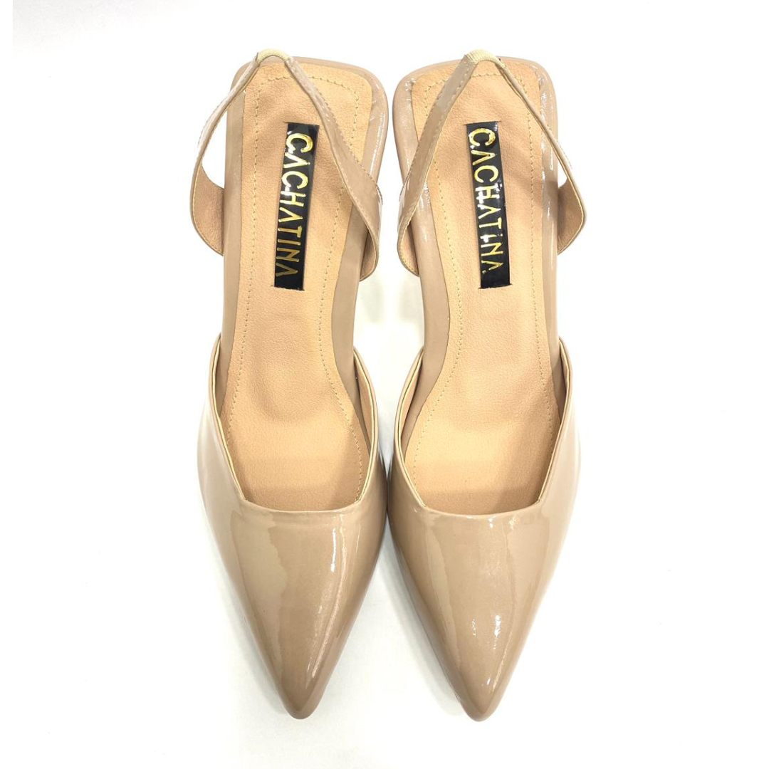KAPRINA - CALZADO CACHATINA - ESTILETO MUJER - CUERO CHAROL TAUPE - TACON 7.5 (10 CM)