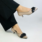 KILIA - CALZADO CACHATINA - ESTILETO MUJER - CUERO TAUPE X NEGRO - TACON 3.5 (5 CM)