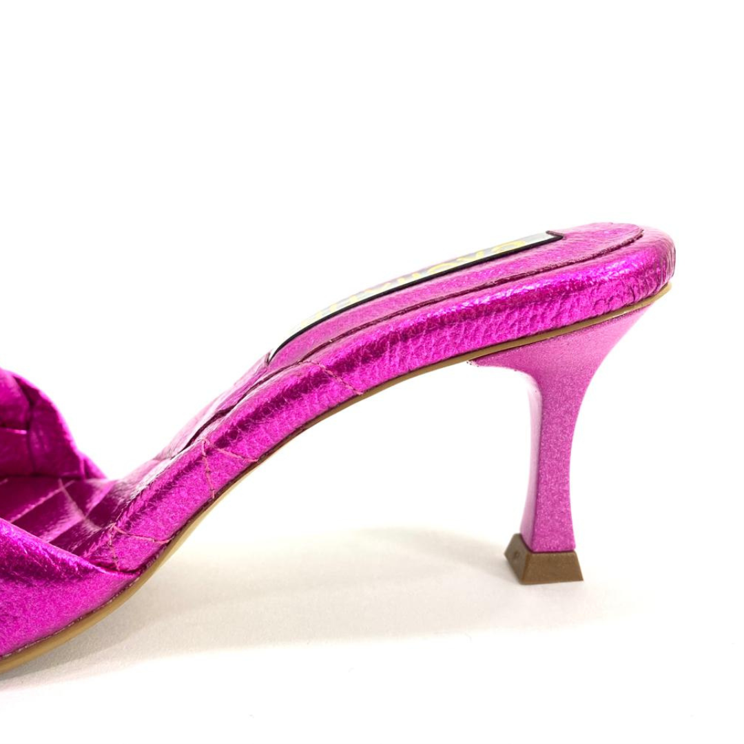 CALZADO CACHATINA - TACON MUJER - KIM - CUERO FUCSIA METALIZADO - ALTURA 5.5 (7 CM)