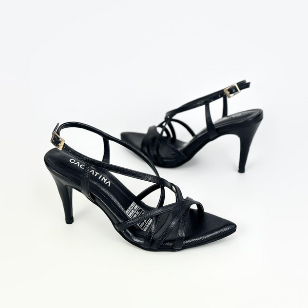 CALZADO CACHATINA - TACON MUJER - KINSLEY - CUERO NEGRO- ALTURA 7.5 