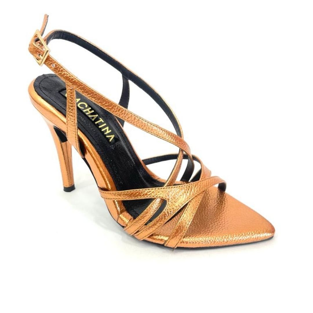 CALZADO CACHATINA - TACON MUJER - KINSLEY - CUERO BRONCE - ALTURA 8.5 (11 CM)