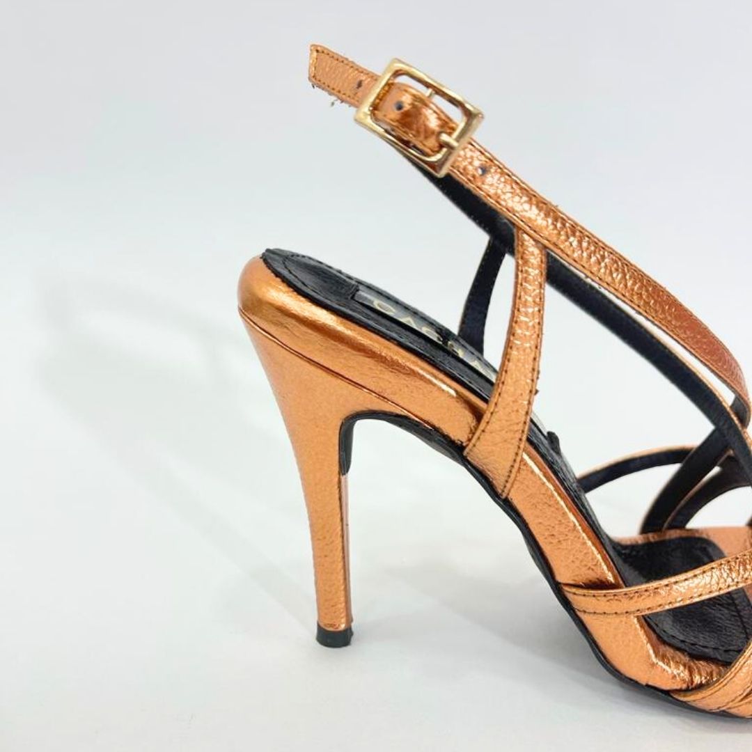 CALZADO CACHATINA - TACON MUJER - KINSLEY - CUERO BRONCE - ALTURA 8.5 (11 CM)