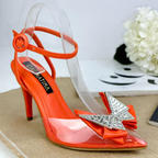 KLARENT - CALZADO CACHATINA - ESTILETO MUJER - CUERO NARANJA - TACON 8.5 (11 CM)