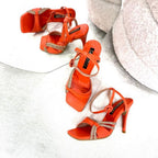 TACÒN - KRISTEN - 8.5 - CUERO NARANJA X ORO ROSA - CALZADO CACHATINA