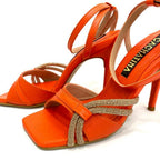 TACÒN - KRISTEN - 8.5 - CUERO NARANJA X ORO ROSA - CALZADO CACHATINA