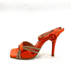 TACÒN - KRISTEN - 8.5 - CUERO NARANJA X ORO ROSA - CALZADO CACHATINA