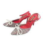 TACÒN - LEIF - 8.5 - CUERO ROJO X TEX NEGRO/BLANCO - CALZADO CACHATINA