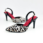 LEIRE - CALZADO CACHATINA - ESTILETO MUJER - CUERO ANIMAL PRINT X CHAROL NEGRO/ROJO  - TACON 7.5 (10 CM)