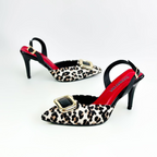 LEIRIN - CALZADO CACHATINA - ESTILETO MUJER - CUERO ANIMAL PRINT X CHAROL NEGRO/ROJO  - TACON 7.5 (10 CM)