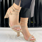 CALZADO CACHATINA - TACON MUJER - LIMEI - CUERO CHAROL TAUPE - ALTURA 7.5 (10 CM)