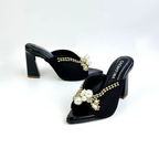 CALZADO CACHATINA - TACON MUJER - LIYUN - CUERO NEGRO - ALTURA 7.5 (9 CM)
