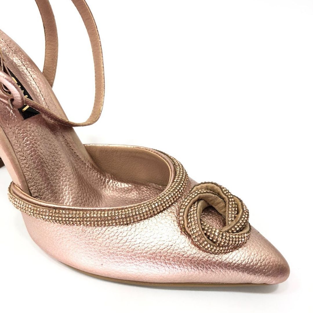 TACÒN - LORELAY - 8.5 - CUERO ORO ROSA - CALZADO CACHATINA