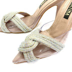 TACÒN - LOWKEY - 8.5 - CUERO TAUPE X PLATEADO - CALZADO CACHATINA