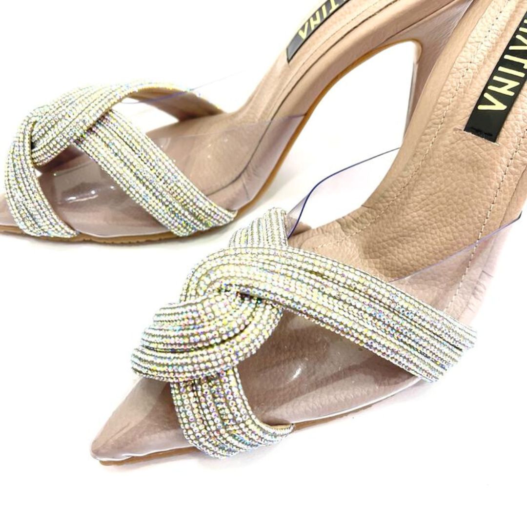 TACÒN - LOWKEY - 8.5 - CUERO TAUPE X PLATEADO - CALZADO CACHATINA
