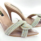 TACÒN - LOWKEY - 8.5 - CUERO TAUPE X PLATEADO - CALZADO CACHATINA