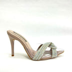 TACÒN - LOWKEY - 8.5 - CUERO TAUPE X PLATEADO - CALZADO CACHATINA