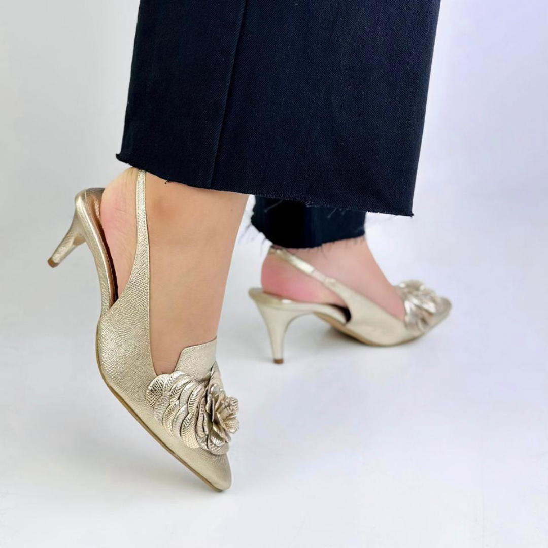 MARCELA - CALZADO CACHATINA - ESTILETO MUJER - CUERO DORADO - TACON 5.5 (7.5 CM)