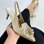 MARCELA - CALZADO CACHATINA - ESTILETO MUJER - CUERO DORADO - TACON 5.5 (7.5 CM)