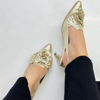 MARCELA - CALZADO CACHATINA - ESTILETO MUJER - CUERO DORADO - TACON 5.5 (7.5 CM)