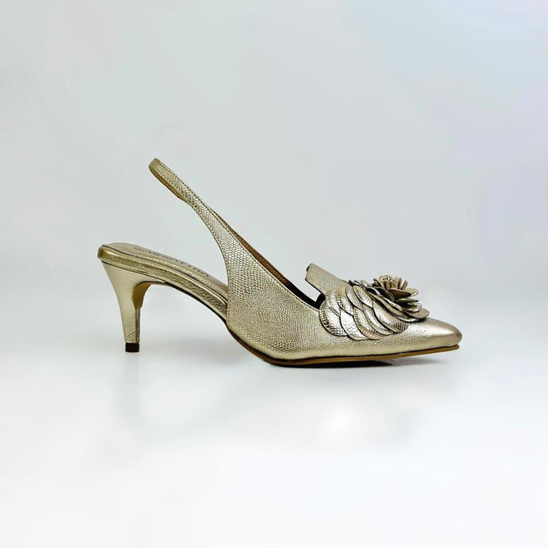 MARCELA - CALZADO CACHATINA - ESTILETO MUJER - CUERO DORADO - TACON 5.5 (7.5 CM)