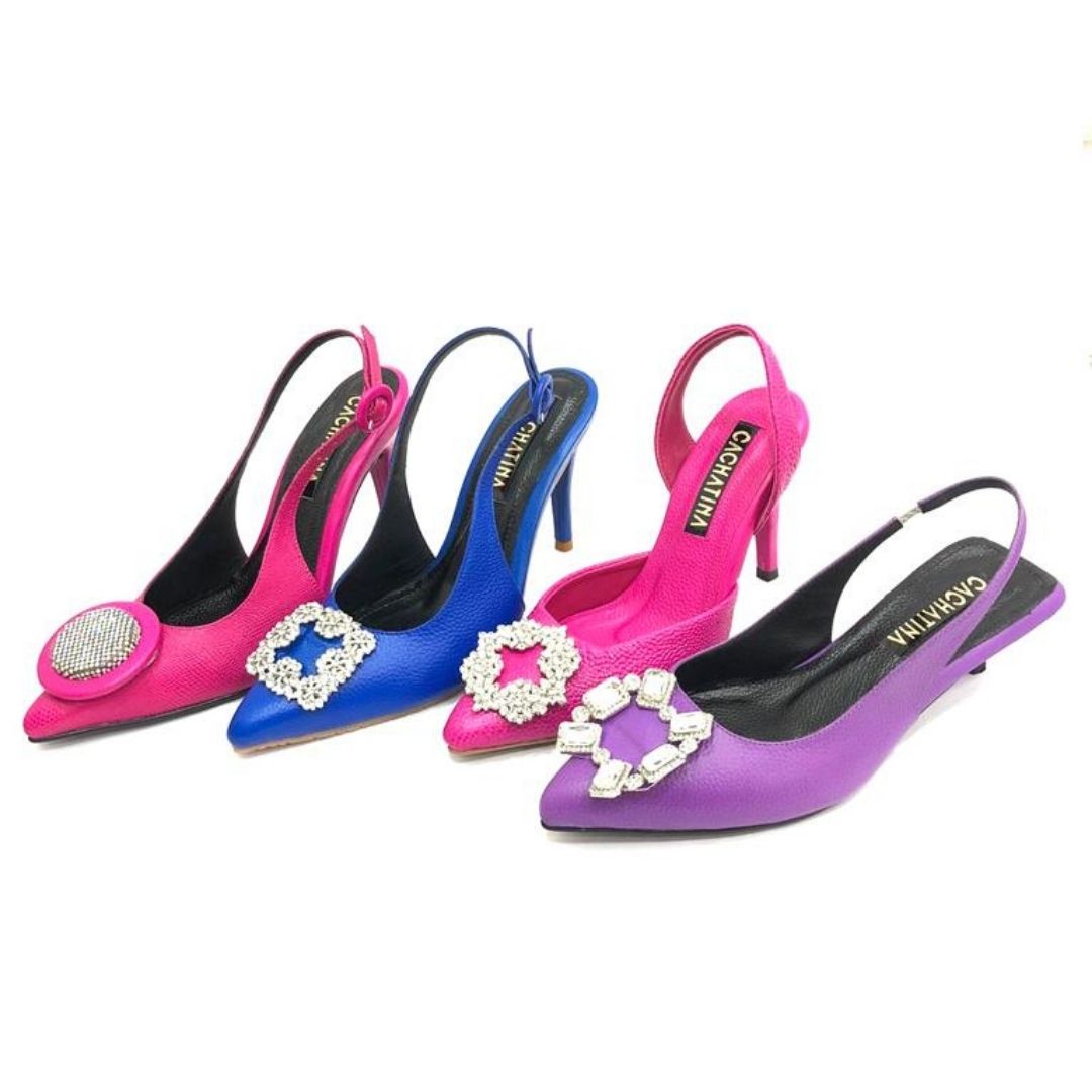 TACÒN - MAMBRIS - 8.5 - CUERO AZUL PRINCESA - CALZADO CACHATINA