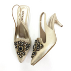 MARCELIN - CALZADO CACHATINA - ESTILETO MUJER - CUERO DORADO X NEGRO - TACON 5.5 (7.5 CM)