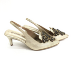 MARCELIN - CALZADO CACHATINA - ESTILETO MUJER - CUERO DORADO X NEGRO - TACON 5.5 (7.5 CM)