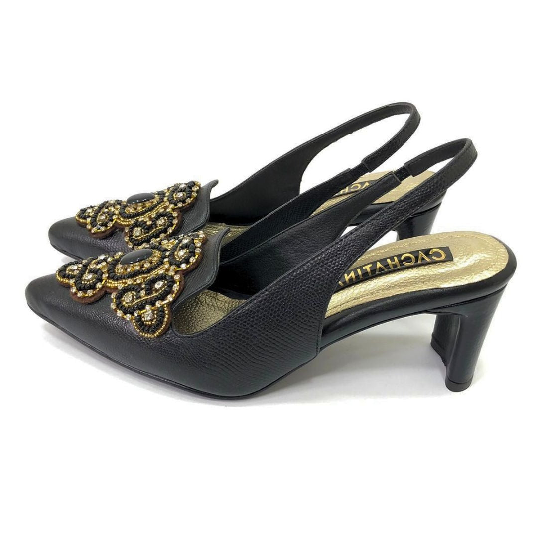 TACÒN - MARISA - 5.5 - CUERO NEGRO - CALZADO CACHATINA