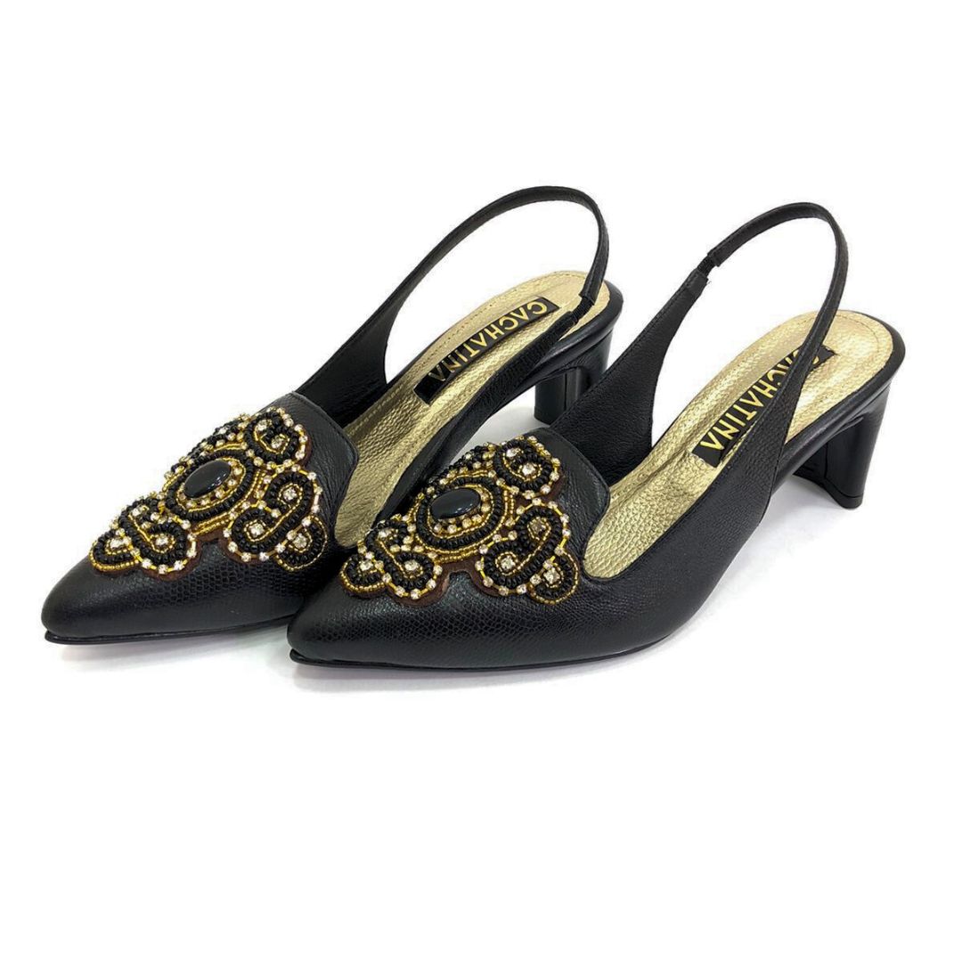 TACÒN - MARISA - 5.5 - CUERO NEGRO - CALZADO CACHATINA