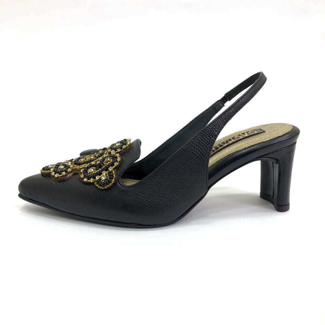 TACÒN - MARISA - 5.5 - CUERO NEGRO - CALZADO CACHATINA