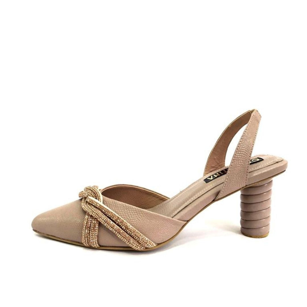TACÒN - MULTIBEL - 5.5 - CUERO TAUPE X ORO ROSA - CALZADO CACHATINA